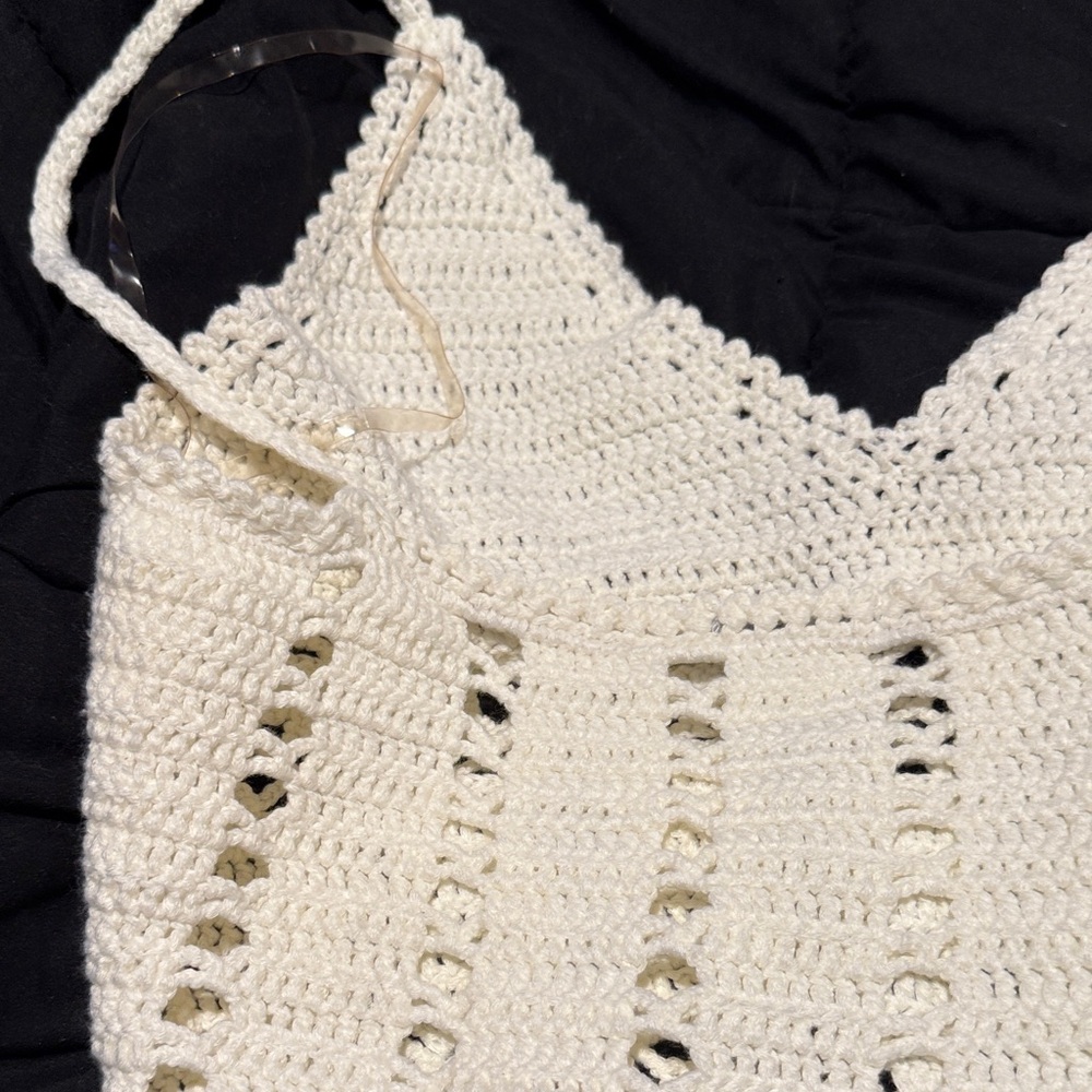 Crochet White/cream colored One-Piece body suit Sz.L - Picture 9 of 15